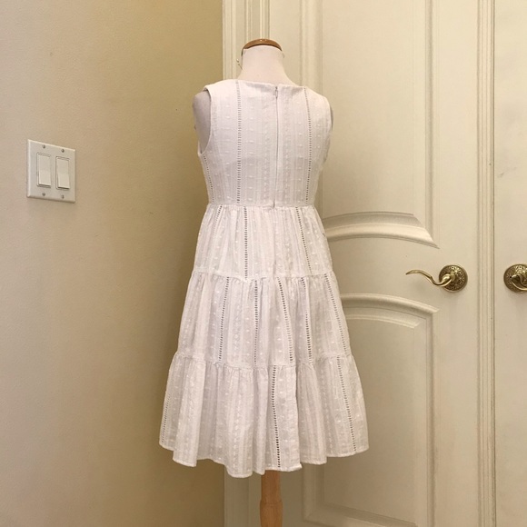 Bleaker 126 white 💯 cotton tiered boho style embroidered dress - Picture 4 of 6